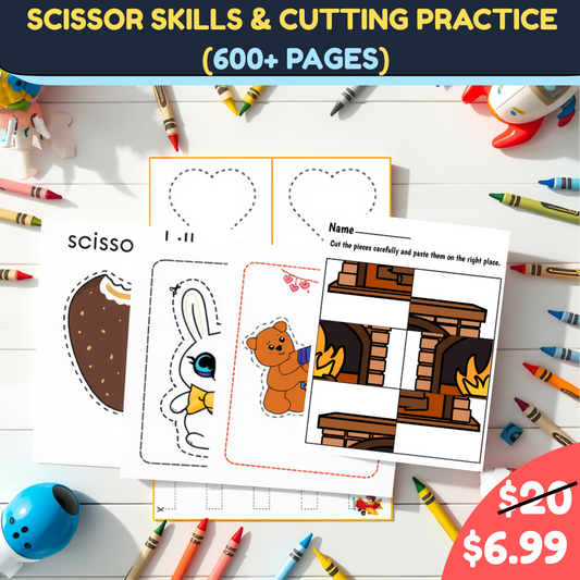 Scissor Skills & Cut-Paste Workbook (600+ Pages) | Fine Motor PDF