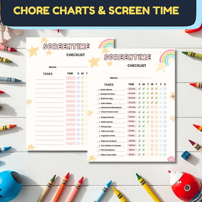 Kids Chore Chart & Routine Planner (38 Templates) | Printable PDF